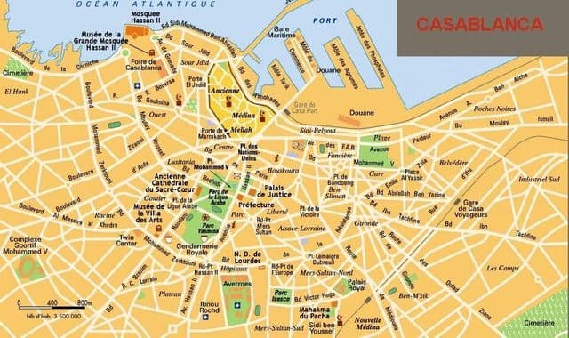 Mapa do centro da cidade de Casablanca
