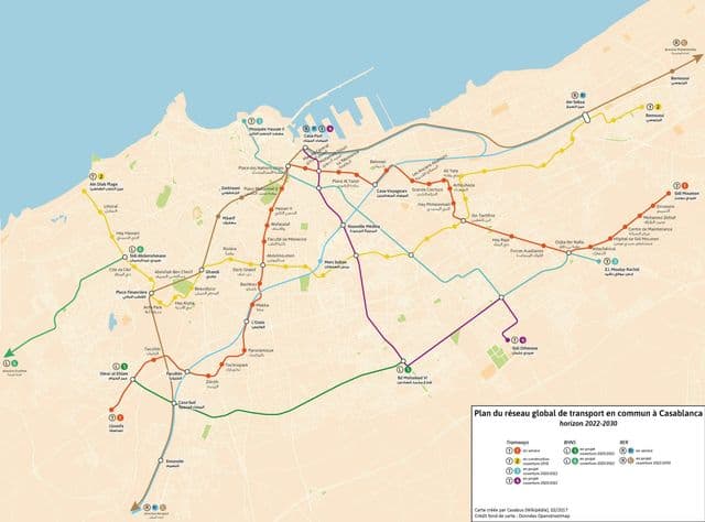 Mapa de transporte de Casablanca