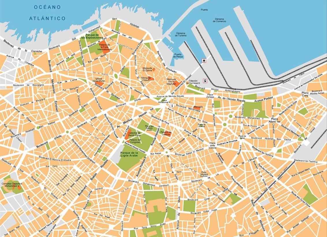 Mapa das paisagens de Casablanca